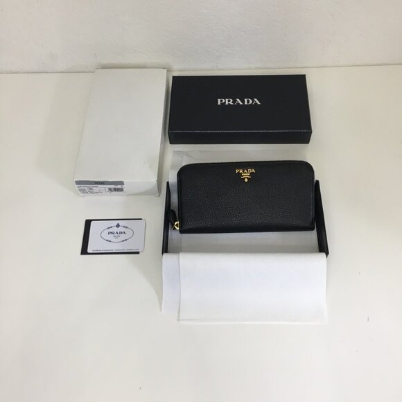 NWB PRADA Zip Around Long Wallet Portafoglio Lampo Nero/Black Leather Authentic - Picture 2 of 16